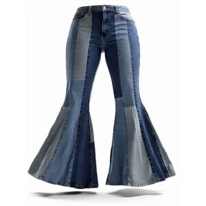 Wrangler Laney Wilson's Patchwork Flare Jeans Women's 33x34 Bell Bottom Denim